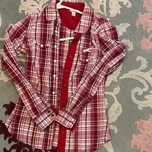 vintage guess plaid button up